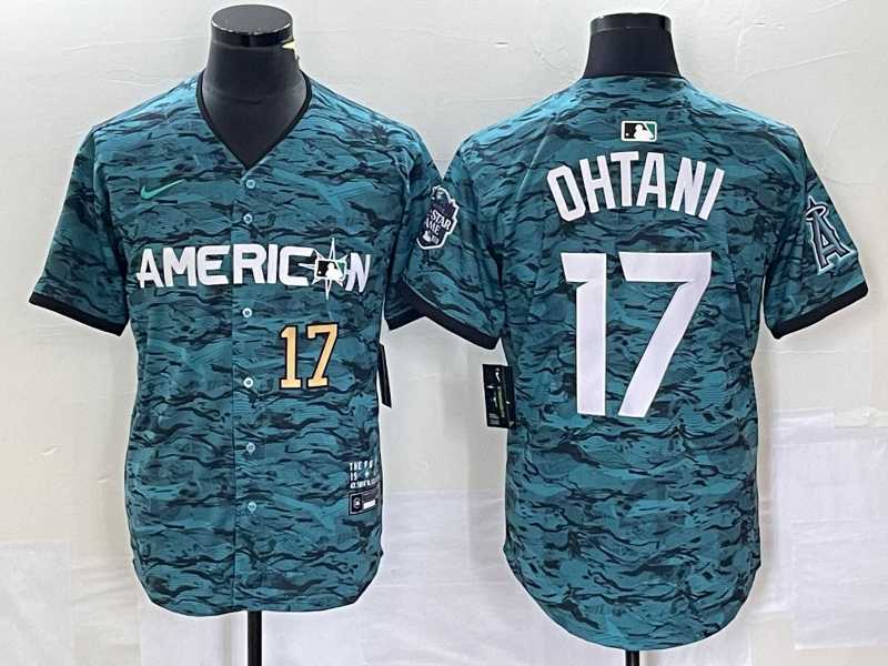 Mens Los Angeles Angels #17 Shohei Ohtani Number Teal 2023 All Star Cool Base Stitched Jersey->los angeles angels->MLB Jersey